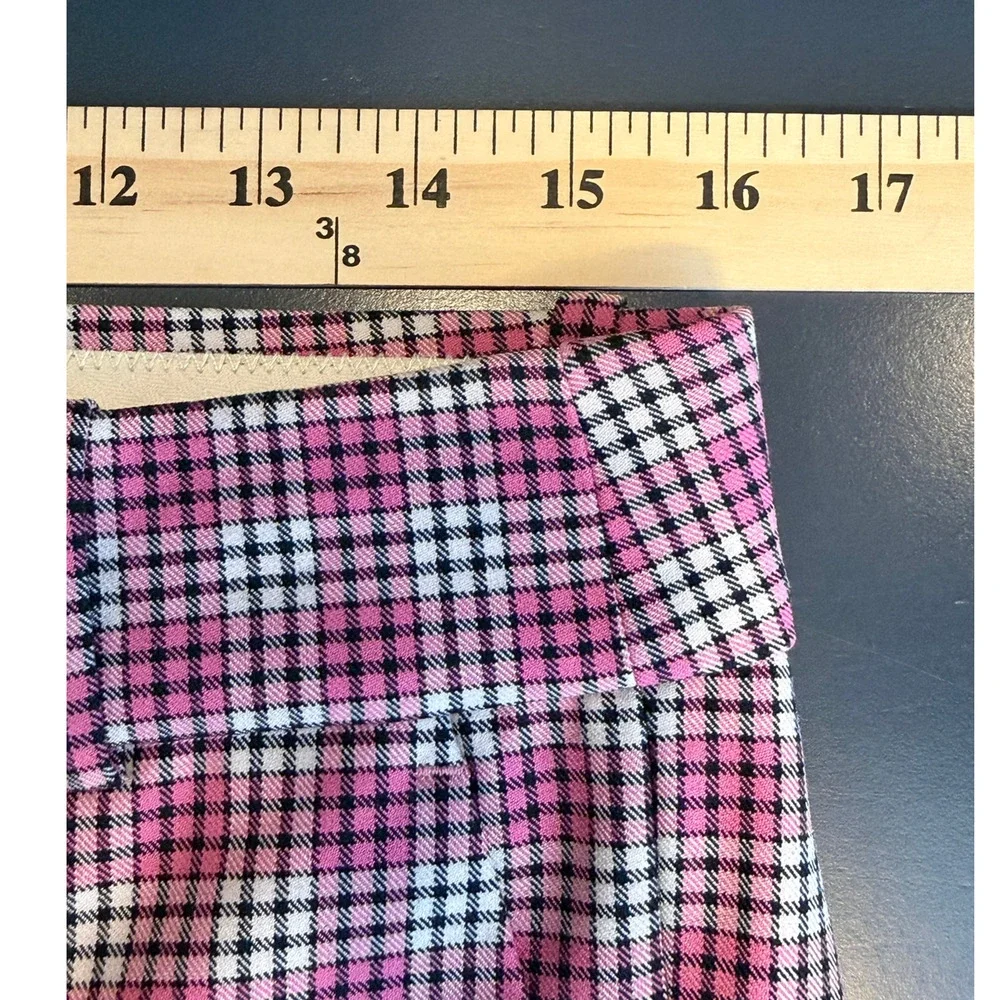 NWT J. Crew Cameron Slim Ankle Pant Pink Black Plaid Size 8 Preppy
